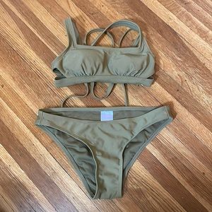 Xhilaration Olive Green Sparkle Bikini Set Size XS